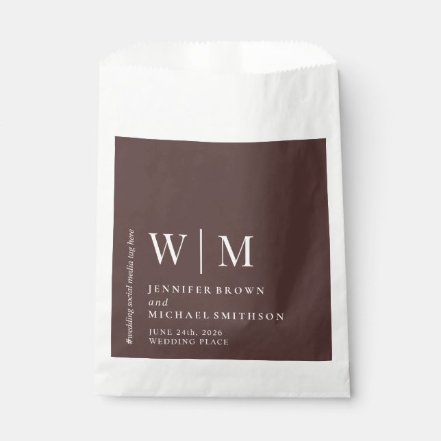 Chocolate Brown Formal Chic Event Suite Wedding Favour Bags (Front)