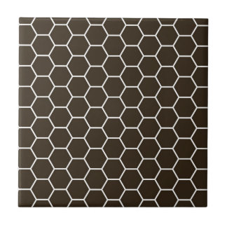 Chocolate Brown Geometric Hexagon Pattern Tile