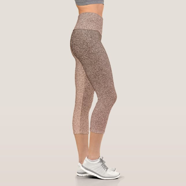 Chocolate Brown Gradient Glitters Capri Leggings (Right)