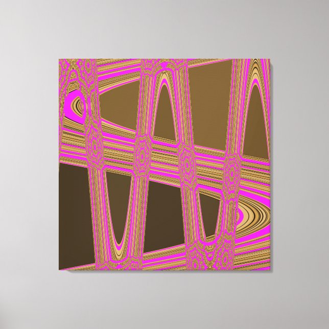 Chocolate Brown Hot Pink Modern Abstract Wave Canvas Print (Front)