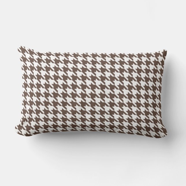 Chocolate Brown Houndstooth Lumbar Cushion (Front)