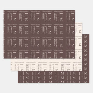 Chocolate Brown Ivory Formal Chic Wedding Wrapping Paper Sheet
