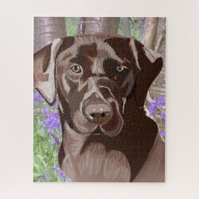 Chocolate Brown Labrador in a Bluebell Wood Jigsaw Puzzle (Vertical)