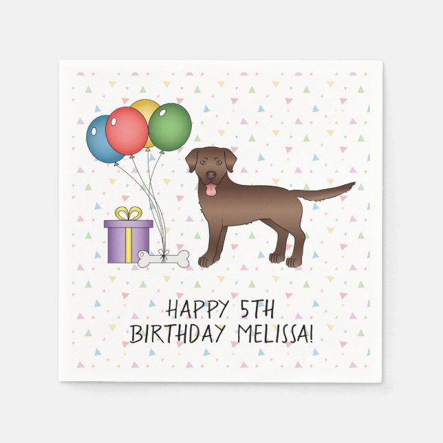 Chocolate Brown Labrador Retriever Dog - Birthday Napkin (Front)