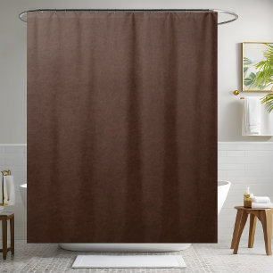 Chocolate Brown Leather Cosy Bathroom Shower Curtain