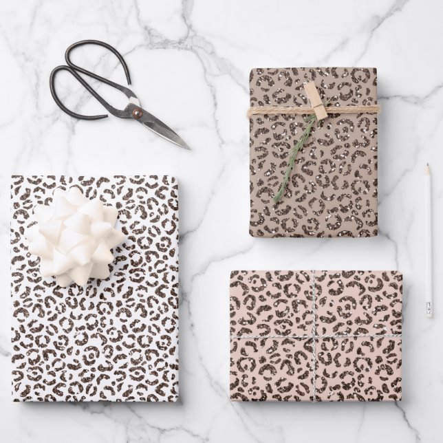 Chocolate Brown Leopard Glitter       Wrapping Paper Sheet (Front)
