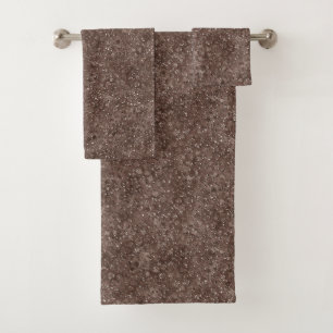 Chocolate Brown Leopard Print Glitter             Bath Towel Set