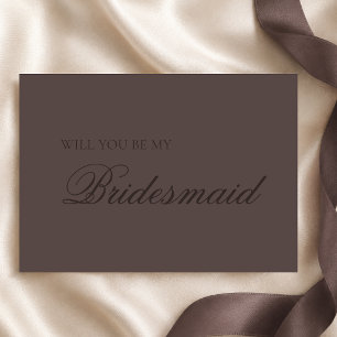 Chocolate Brown Mocha Bridesmaid Proposal Card