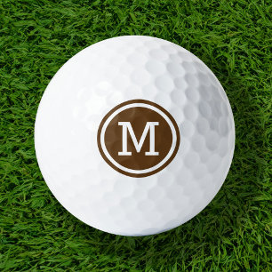 Chocolate Brown Monogram Personalised Golf Balls