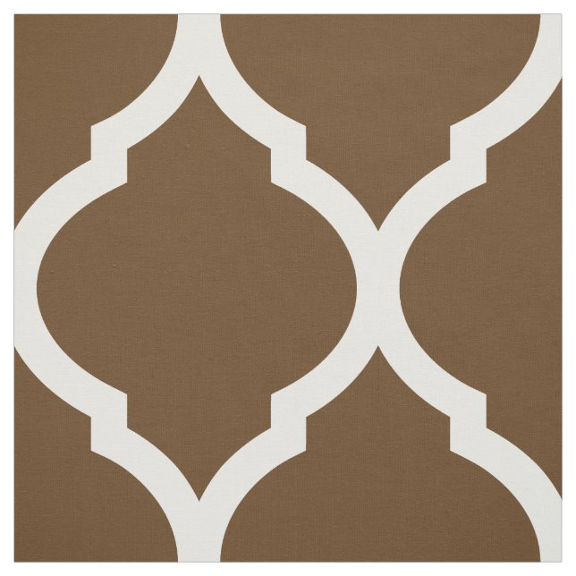 Chocolate Brown Moroccan Quatrefoil Large Scale Fabric (Swatch)