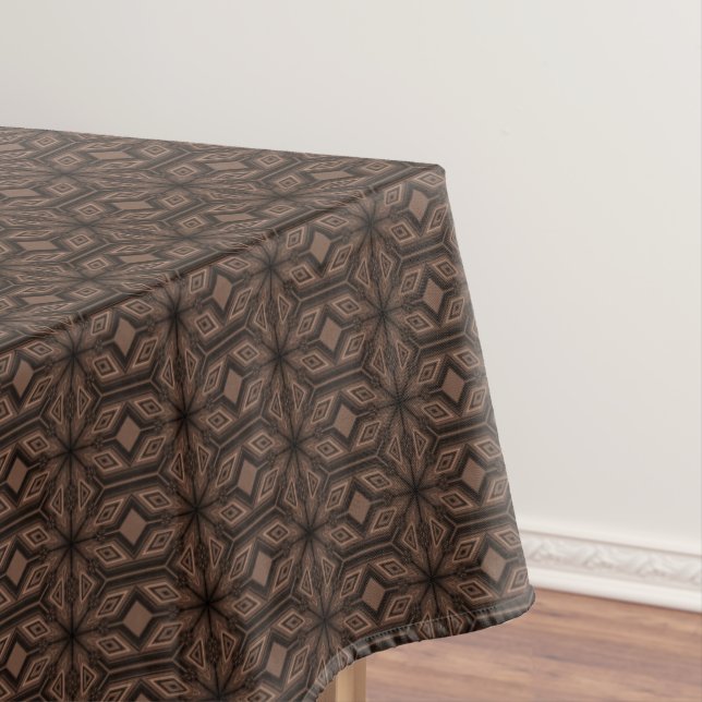 Chocolate Brown Mosaic Cotton Tablecloth (In Situ)