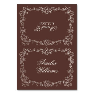 Chocolate Brown Old Money Wedding Place Cards