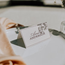 Chocolate Brown Old Money Wedding Place Cards