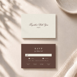 Chocolate Brown Old Money Wedding RSVP Card