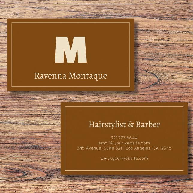 Chocolate Brown Personalized Monogram Letter Name Business Card (Creator Uploaded)