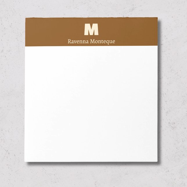 Chocolate Brown Personalized Name Letter Monogram Notepad (Creator Uploaded)