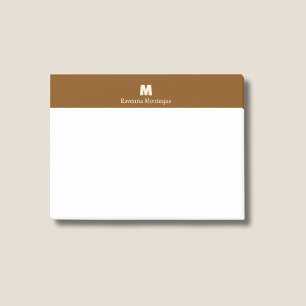 Chocolate Brown Personalized Name Letter Monogram Post-it Notes