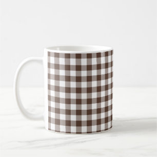 Chocolate Brown Plaid Gingham Retro Color Coffee Mug