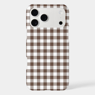 Chocolate Brown Plaid Gingham Retro iPhone Case