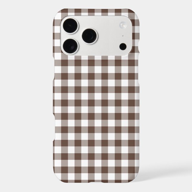 Chocolate Brown Plaid Gingham Retro iPhone Case (Back)