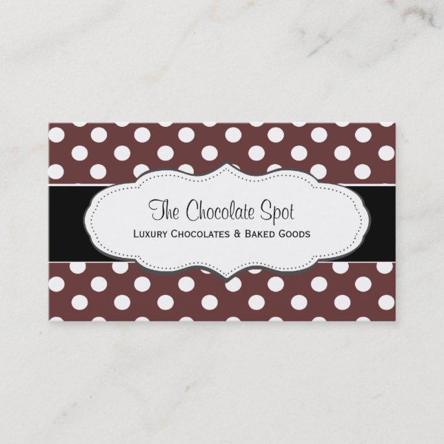 Chocolate Brown Polka Dot Business Cards (Front)
