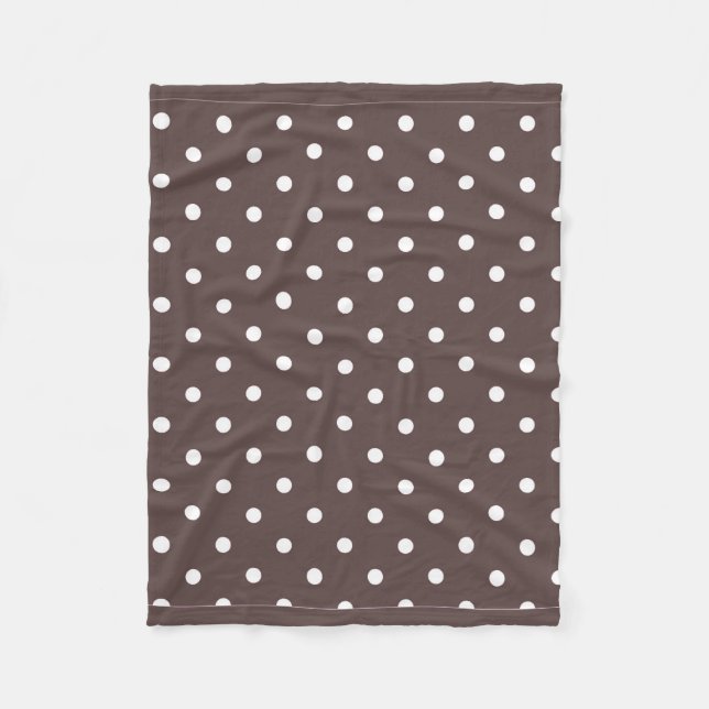 Chocolate Brown Polka Dot Fleece Blanket (Front)
