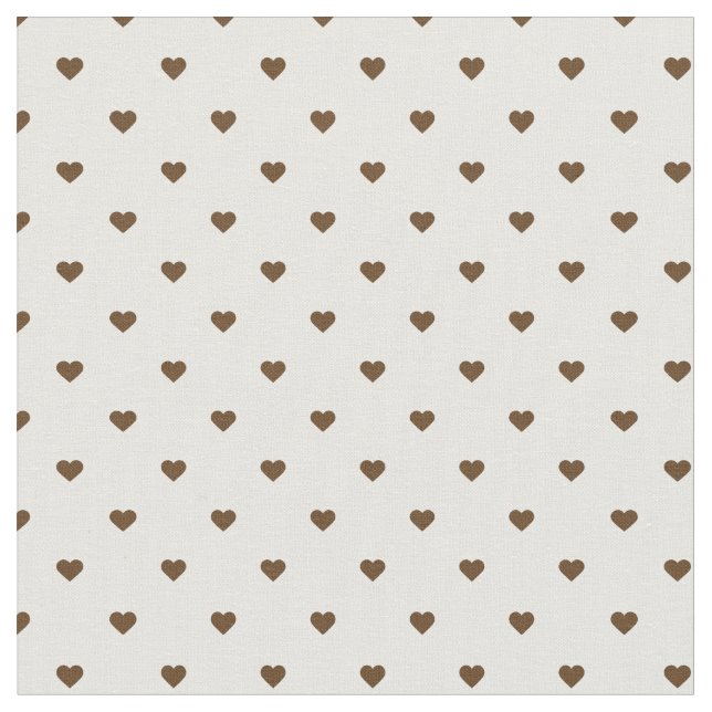 Chocolate Brown Polka Dot Hearts Fabric (Close Up)