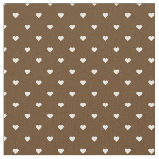 Chocolate Brown Polka Dot Hearts Fabric