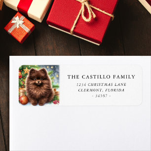 Chocolate Brown Pomeranian Christmas Address