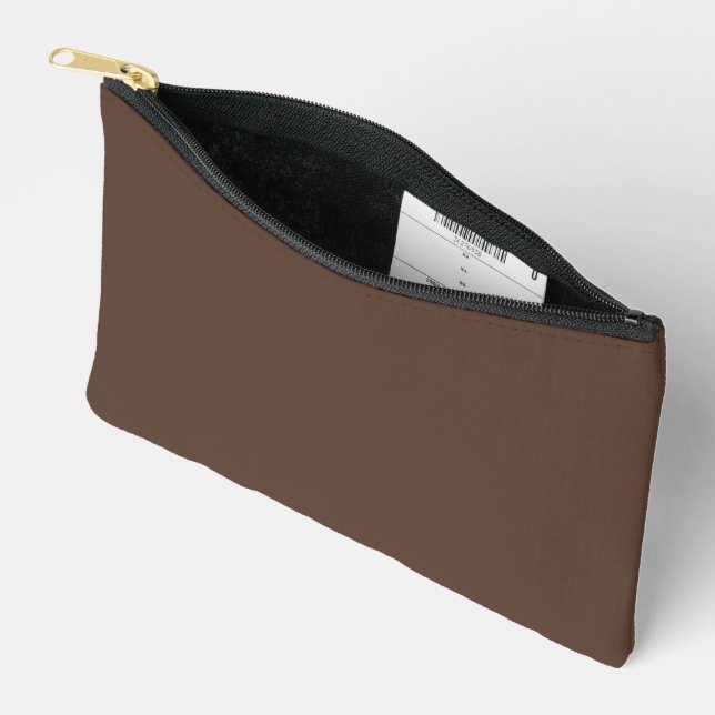 Chocolate Brown Print Cut Sew Small Accessory Pouch (Open)