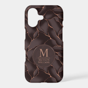 Chocolate Brown & Rose Gold Abstract Wave Pattern