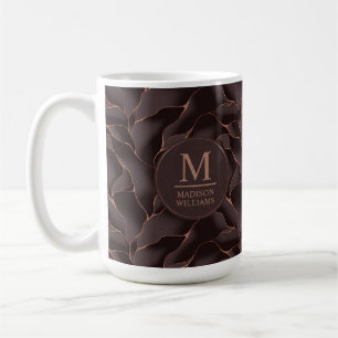 Chocolate Brown & Rose Gold Abstract Wave Pattern Coffee Mug