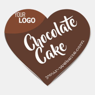 Chocolate Brown Silver Frame Logo Template Baking Heart Sticker