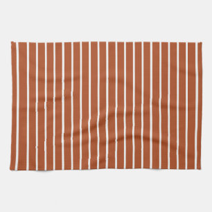 Chocolate Brown Stripes Design  Tea Towel