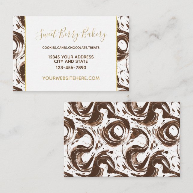 Chocolate Brown Swirls Business Card (Front/Back)