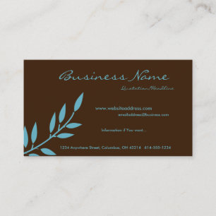 Chocolate Brown w/Blue Vine/Leaves Business Cards