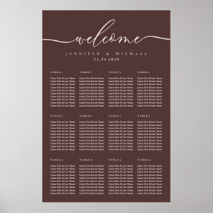 Chocolate Brown Welcome Wedding Placing Seating Poster