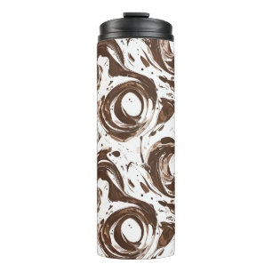 Chocolate Brown White Candy Swirls Thermal Tumbler