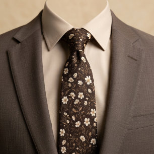 Chocolate Brown Wildflower  Tie
