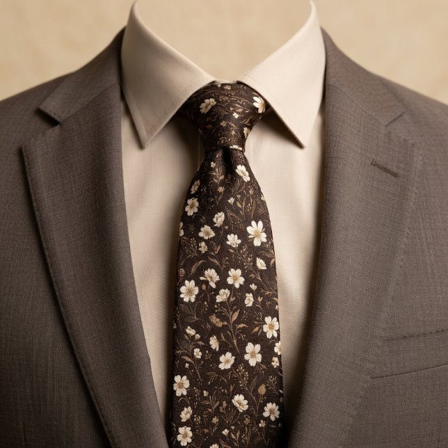 Chocolate Brown Wildflower  Tie (Creator Uploaded)
