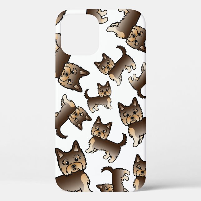 Chocolate Brown Yorkshire Terrier Dog Pattern Case-Mate iPhone Case (Back)