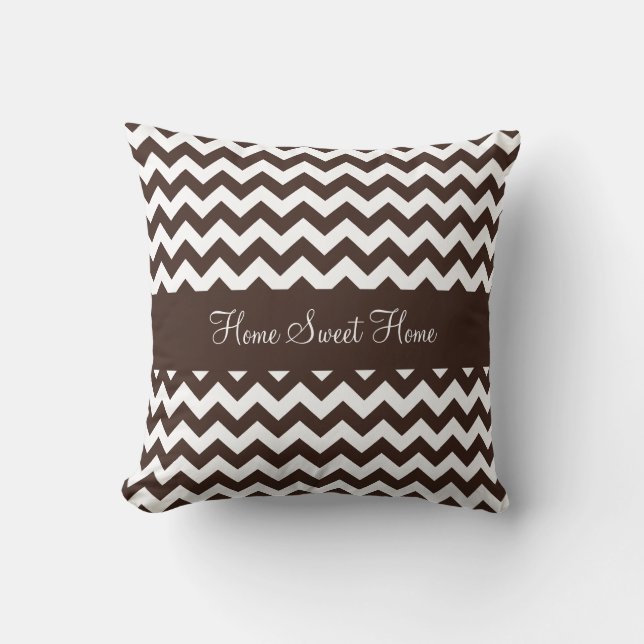 Chocolate Brownie Brown Chevron Cushion (Front)
