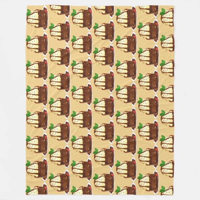 Chocolate Brownie With Vanilla Ice Cream Fleece Blanket (Front)