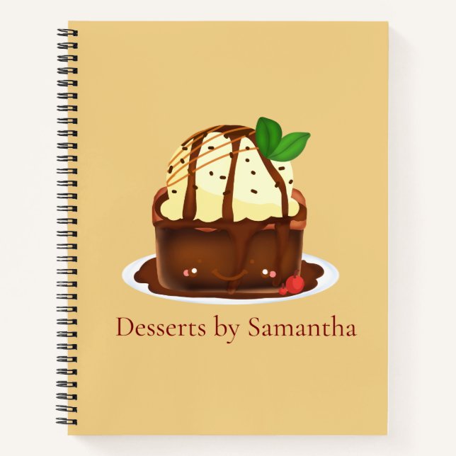 Chocolate Brownie With Vanilla Ice Cream Notebook (Front)
