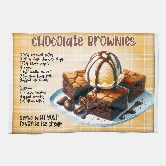 Chocolate Brownies Recipe Tea Towel (Horizontal)
