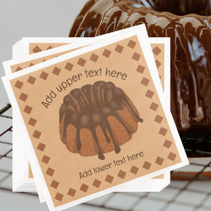Chocolate Bundt Sponge Ring Shape Cake - own text Napkin
