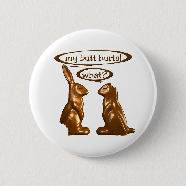 Chocolate bunnies 6 cm round badge (Front)