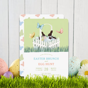 Chocolate Bunny Easter Brunch Egg Hunt Invitation