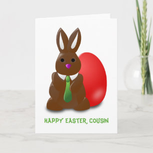 Chocolate Bunny Happy Easter Cousin Greeting Card