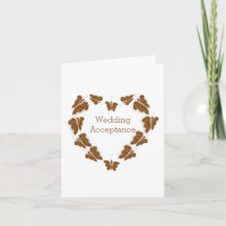 Chocolate Butterflies Design Wedding Acceptance Thank You Card